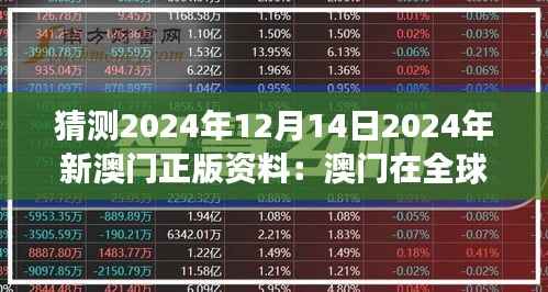 猜测2024年12月14日2024年新澳门正版资料：澳门在全球化中的新角色